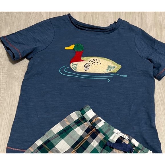 Mud Pie 4T/5T NWOT Mallard Duck appliqué shorts set blue green - Picture 2 of 3